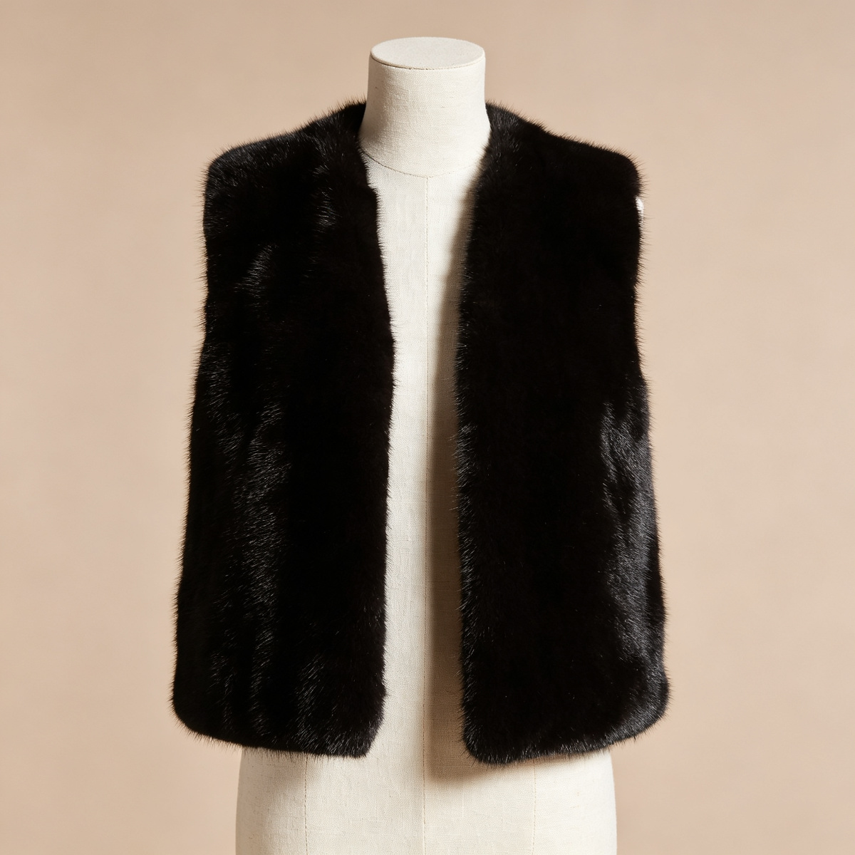 Black Faux Mink Vest