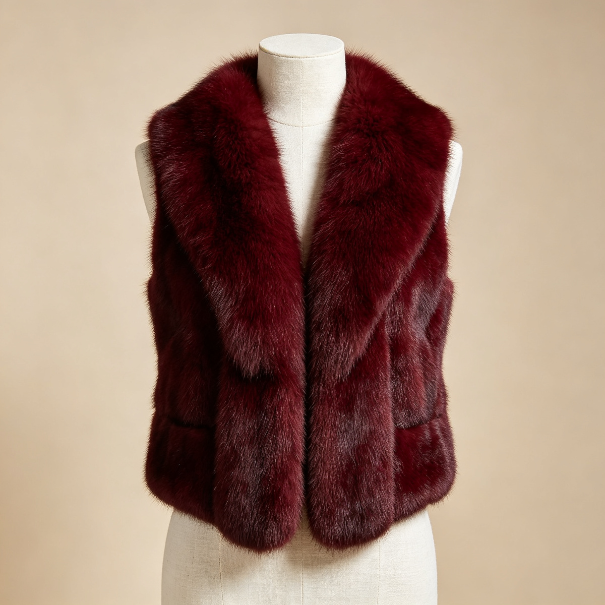 Burgundy Mink Fur Vest