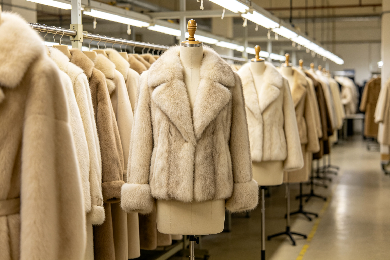 Finished fur jacket quality inspection