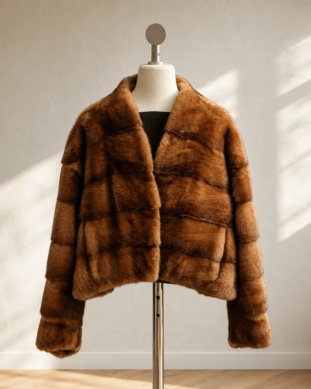 Chestnut Cropped Jacket design reference for custom fur garment development