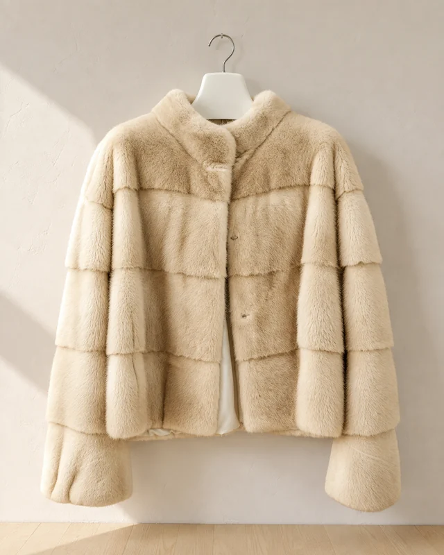 Cream Panel Jacket design reference for custom fur garment development