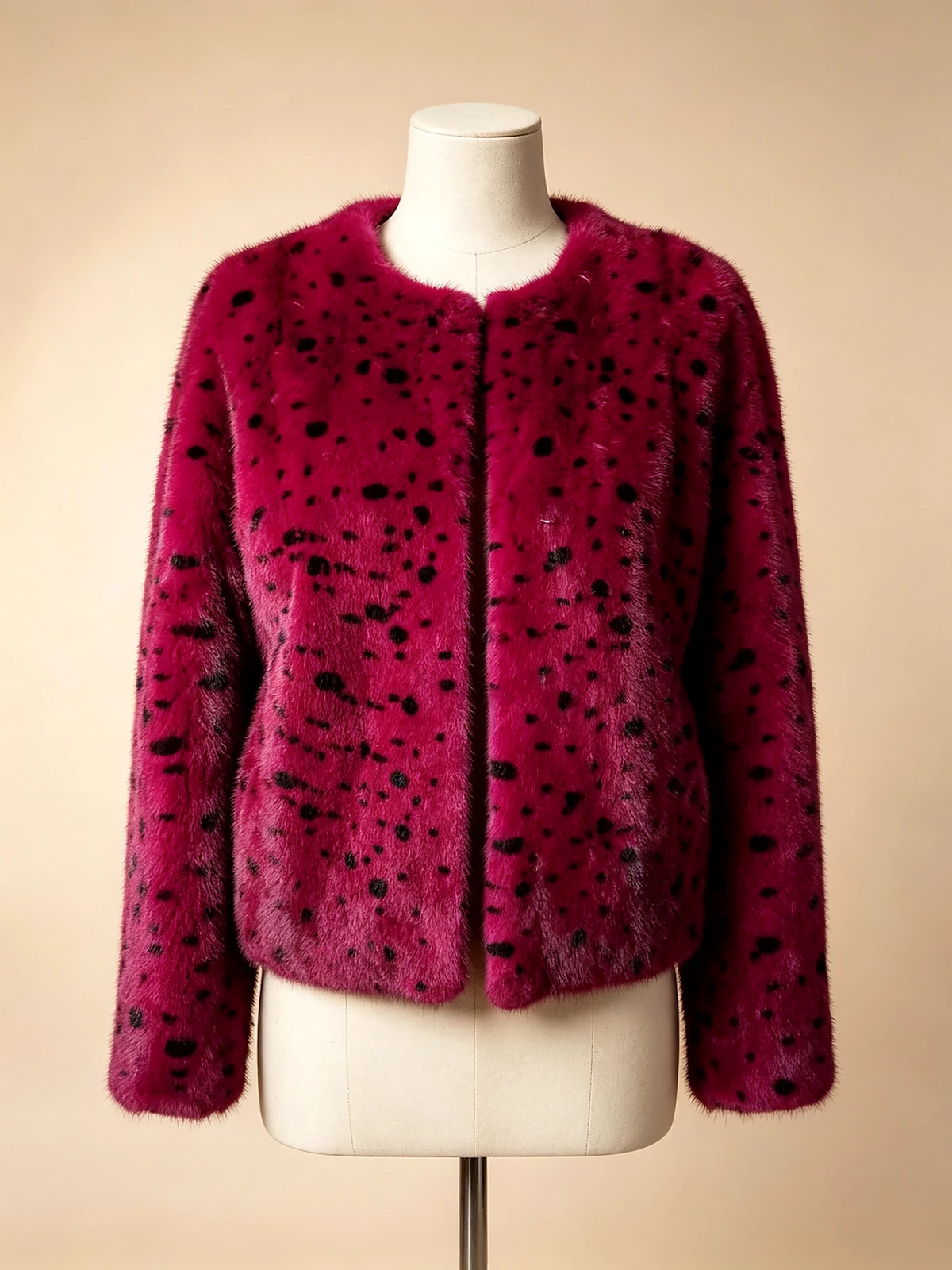 Fuchsia Speckled Collarless Jacket — model LH-PF-2605