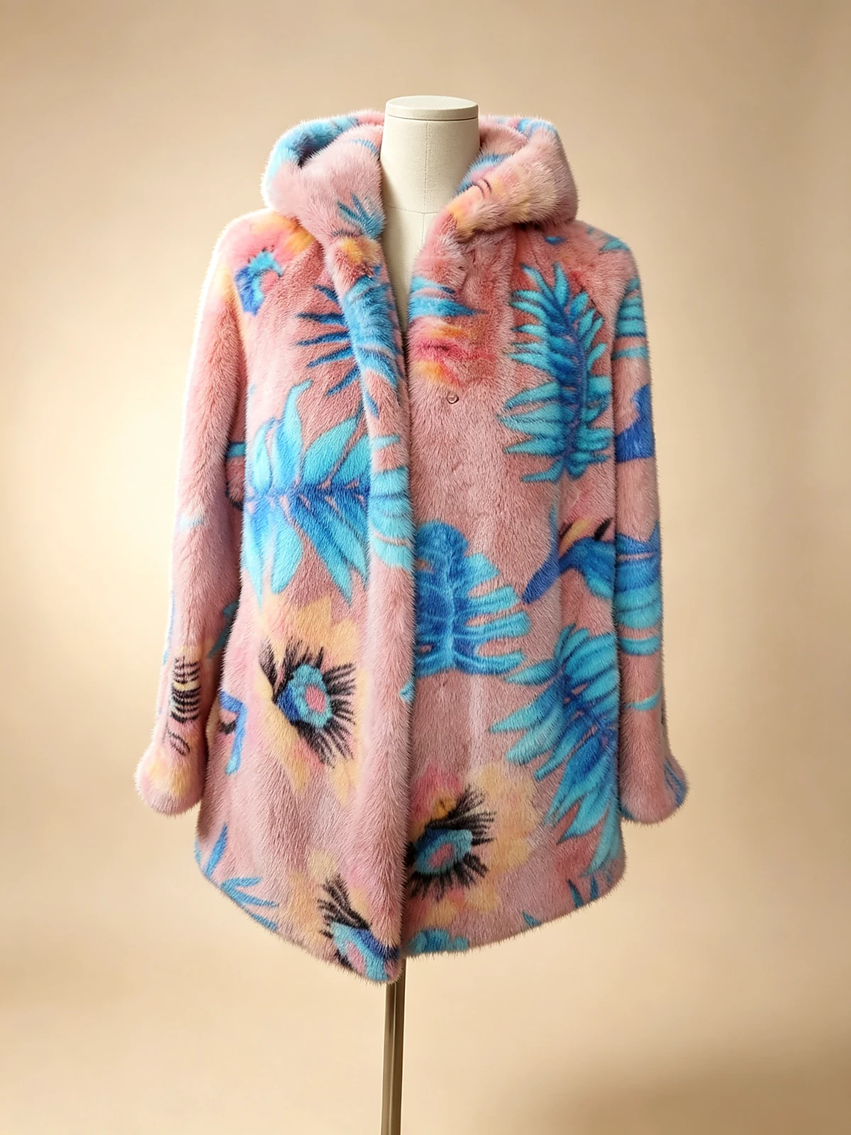 Pink Botanical Hooded Jacket — model 2117