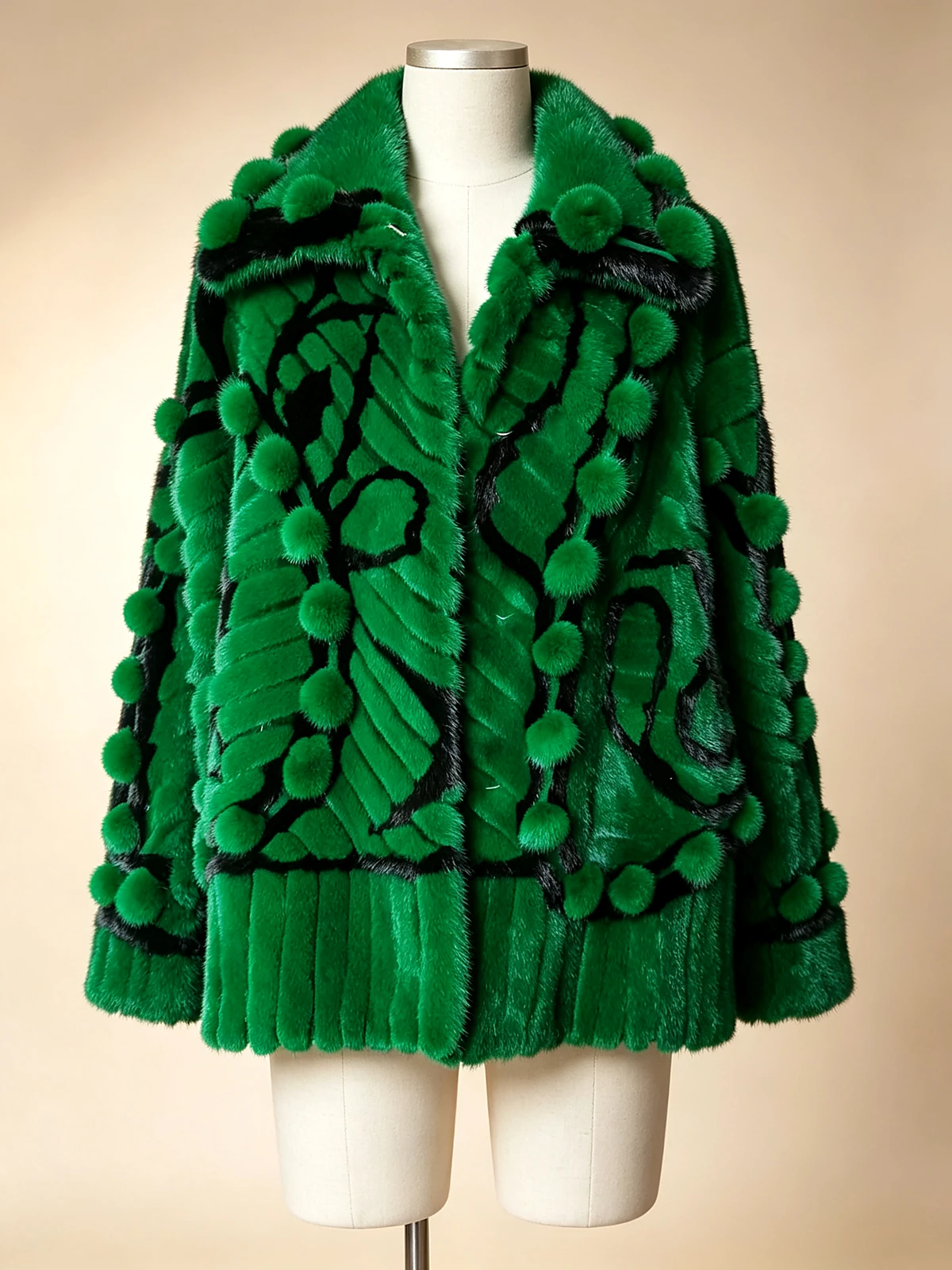 Emerald Pom-Pom Pattern Jacket — model 22022